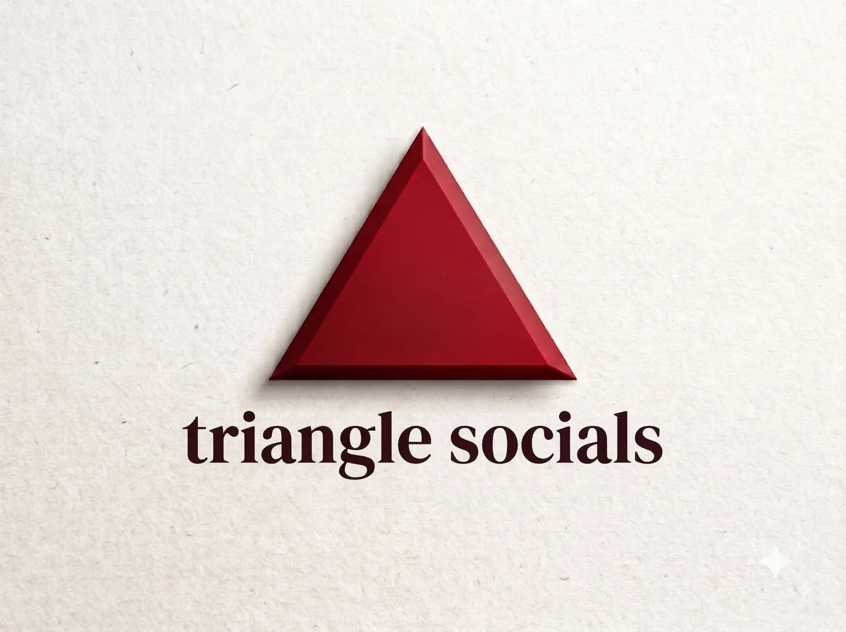 Triangle Socials logo: a red triangle above the words triangle socials